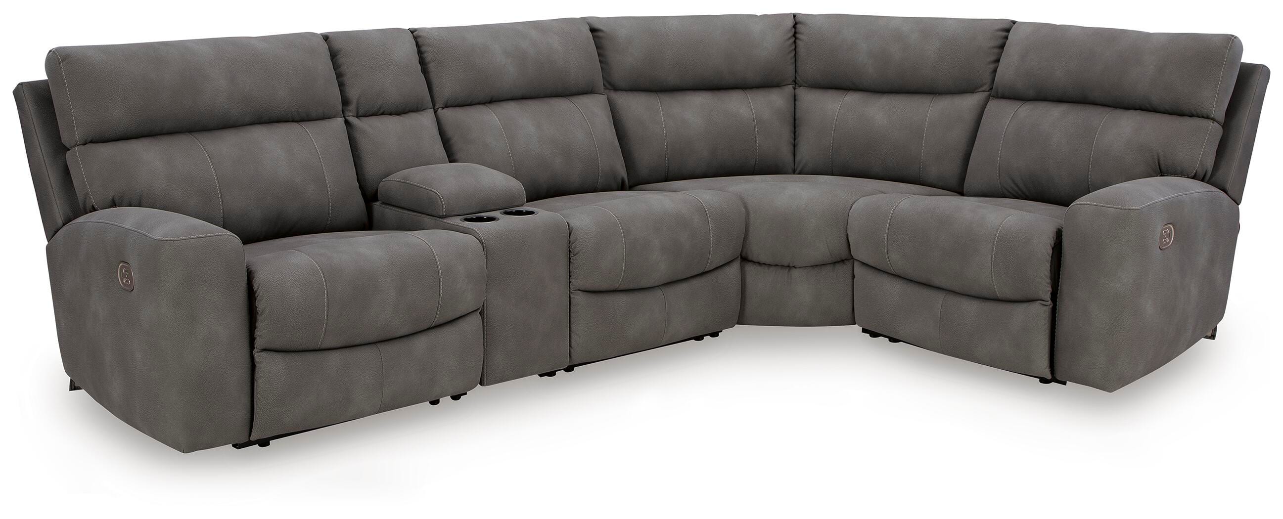 Next-Gen Durapella 5-Pc Power Reclining Sectional in Slate Microfiber