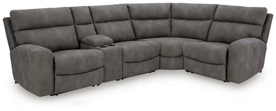 Next-Gen Durapella 5-Pc Power Reclining Sectional in Slate Microfiber