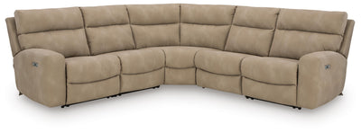 Next-Gen Durapella 5-Piece Power Reclining Sectional in Sand Microfiber