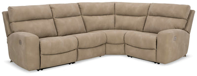 Next-Gen Durapella 4-Piece Power Reclining Sectional in Sand Microfiber