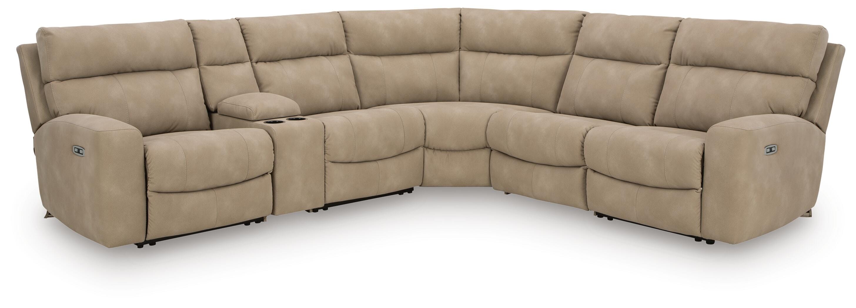 Next-Gen Durapella 6-Piece Power Reclining Sectional in Sand Microfiber