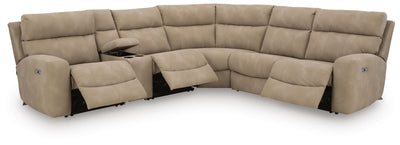 Next-Gen Durapella 6-Piece Power Reclining Sectional in Sand Microfiber