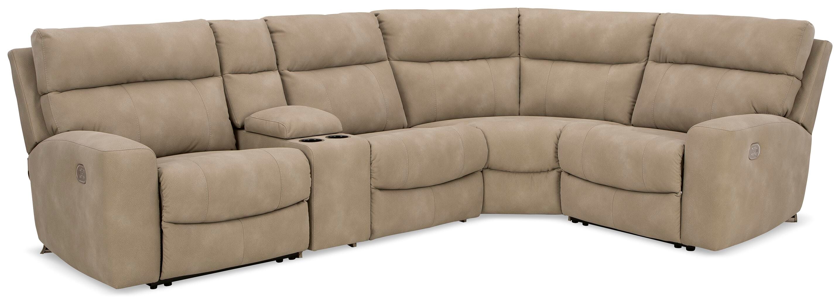 Next-Gen Durapella 5-Pc Power Reclining Sectional in Sand Microfiber