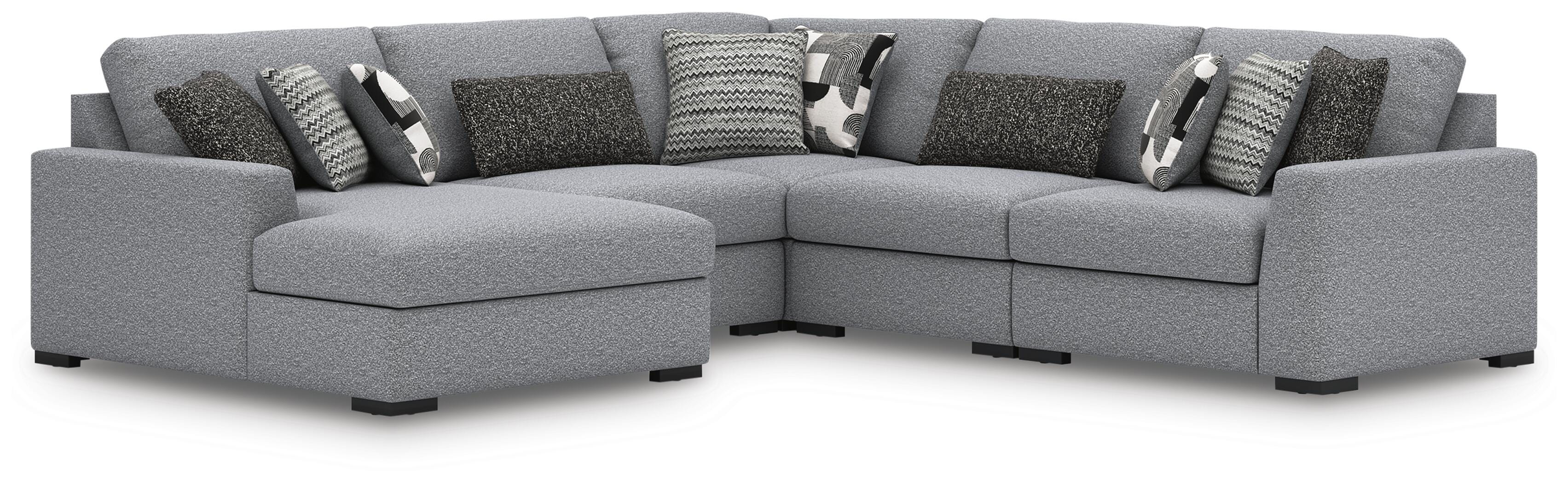 Bealton 5-Piece LAF Chaise Sectional in Salt and Pepper Performance Fabric and Next-Gen Nuvella