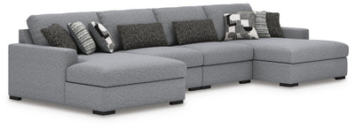 Bealton 4-Piece Sectional with Double Chaise in Salt and Pepper Performance Fabric and Next-Gen Nuvella