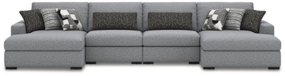 Bealton 4-Piece Sectional with Double Chaise in Salt and Pepper Performance Fabric and Next-Gen Nuvella
