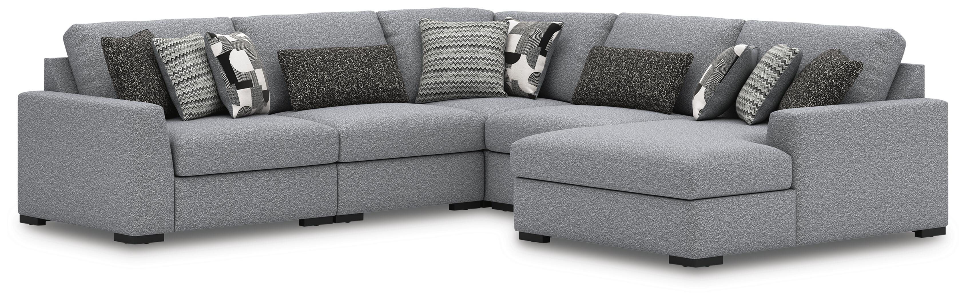 Bealton 5-Piece RAF Chaise Sectional in Salt and Pepper Performance Fabric and Next-Gen Nuvella
