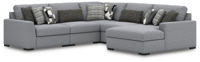 Bealton 5-Piece RAF Chaise Sectional in Salt and Pepper Performance Fabric and Next-Gen Nuvella