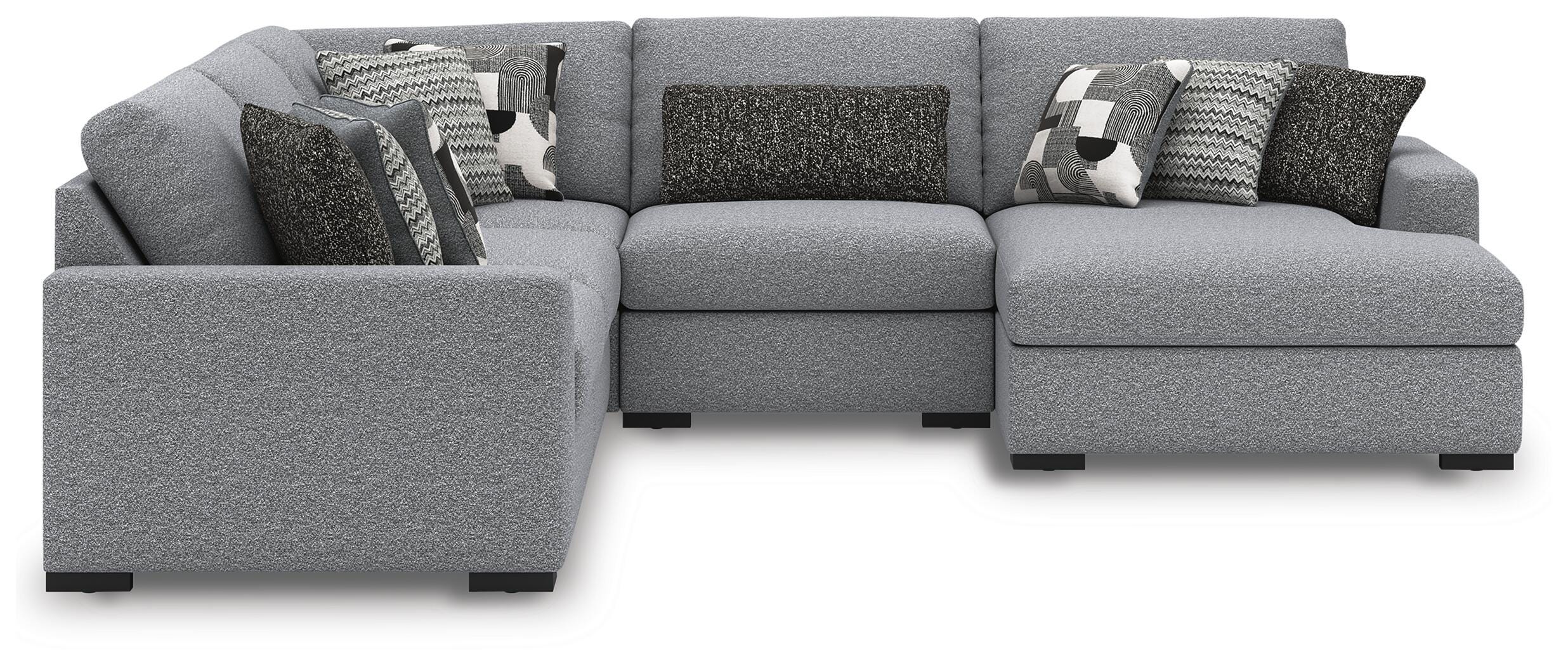 Bealton 5-Piece RAF Chaise Sectional in Salt and Pepper Performance Fabric and Next-Gen Nuvella