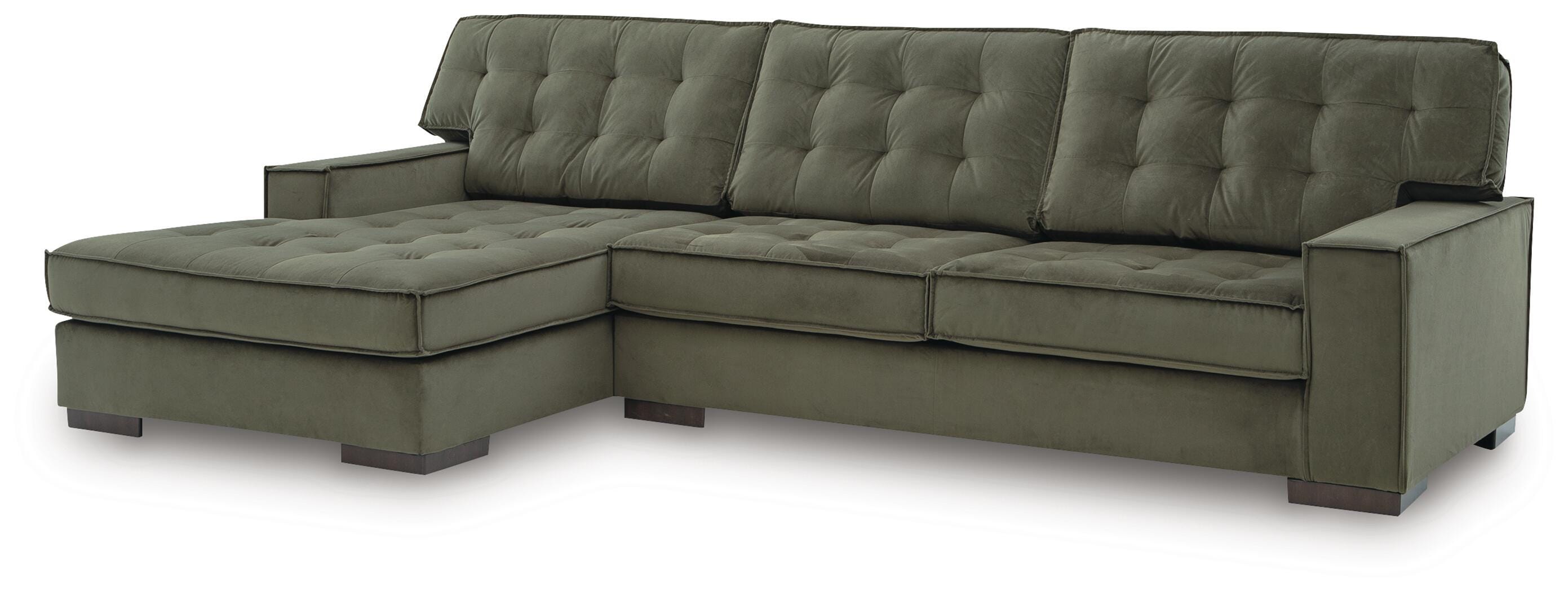 Caspian-Town 2-Piece LAF Chaise Sectional in Olive Velvet
