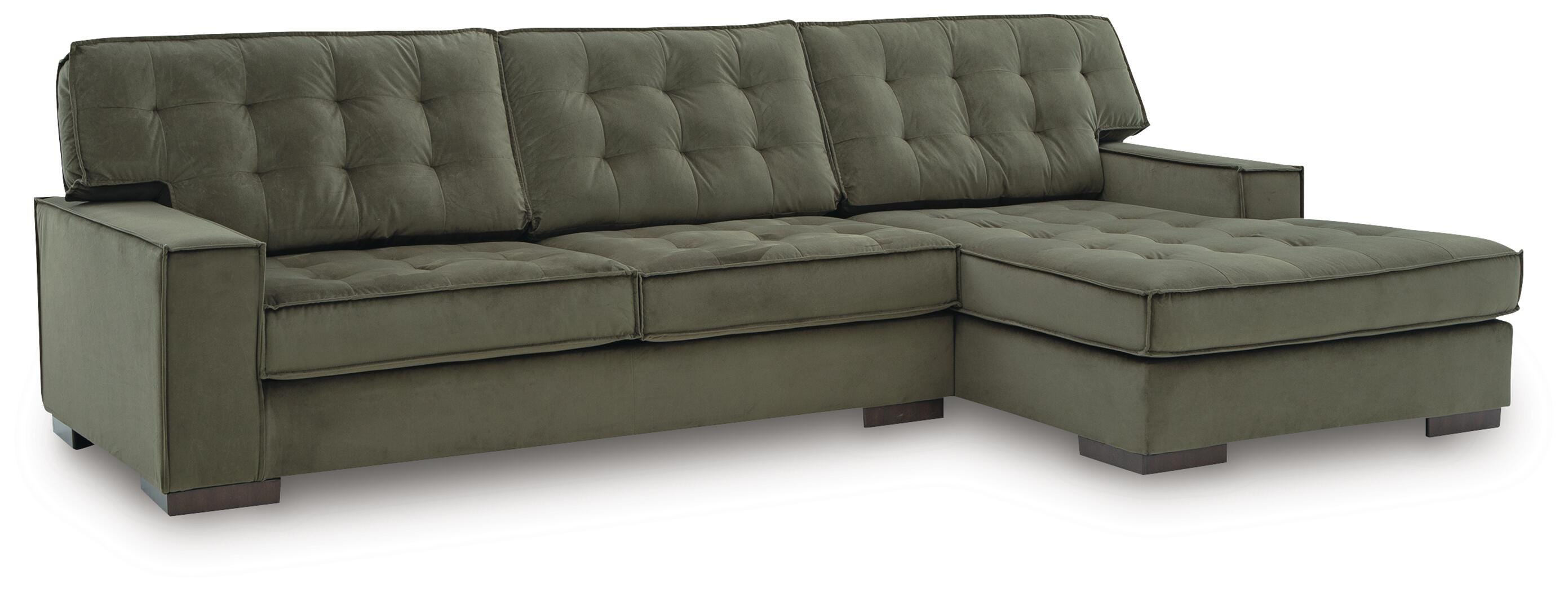 Caspian-Town 2-Piece RAF Chaise Sectional in Olive Velvet