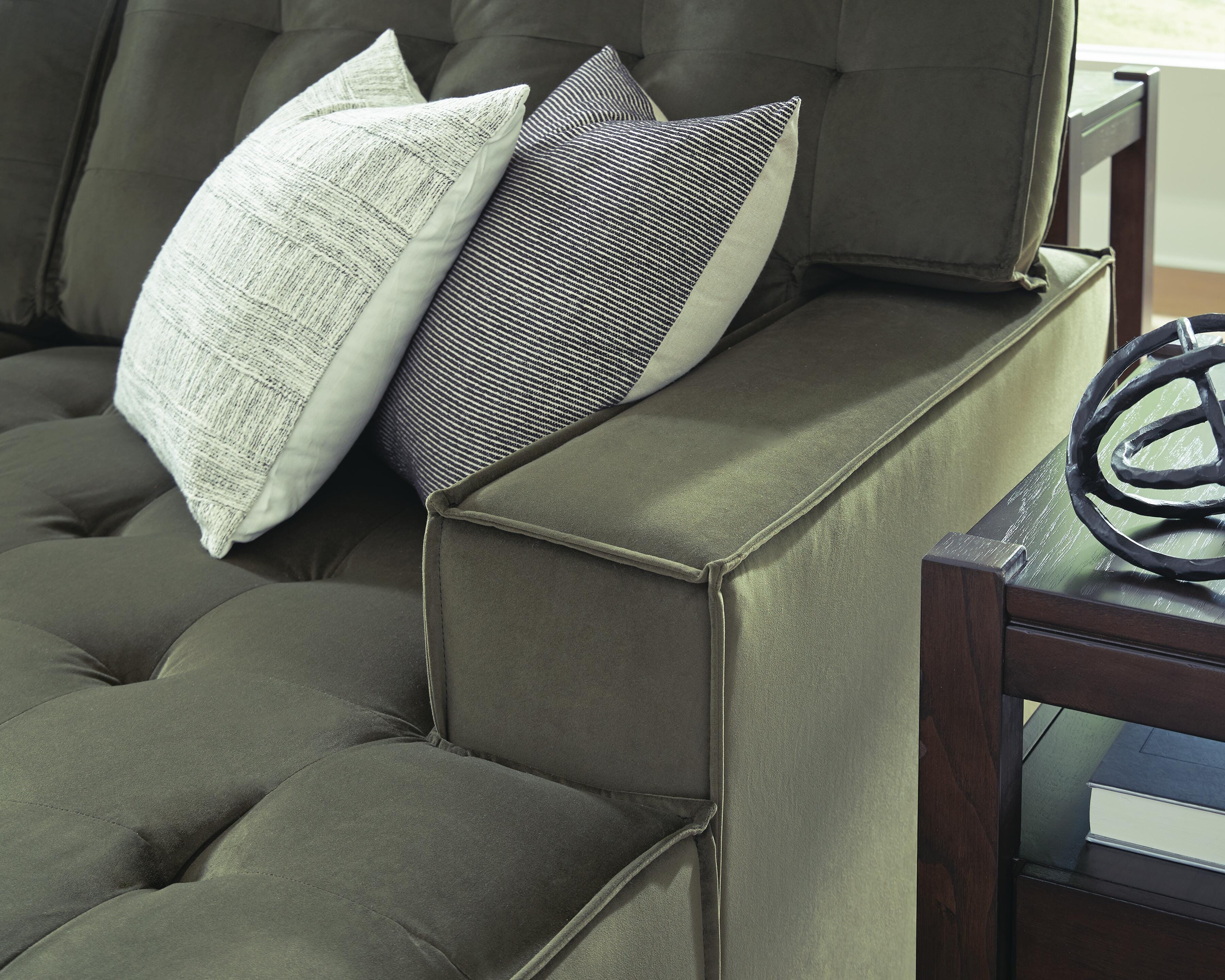 Caspian-Town 2-Piece RAF Chaise Sectional in Olive Velvet