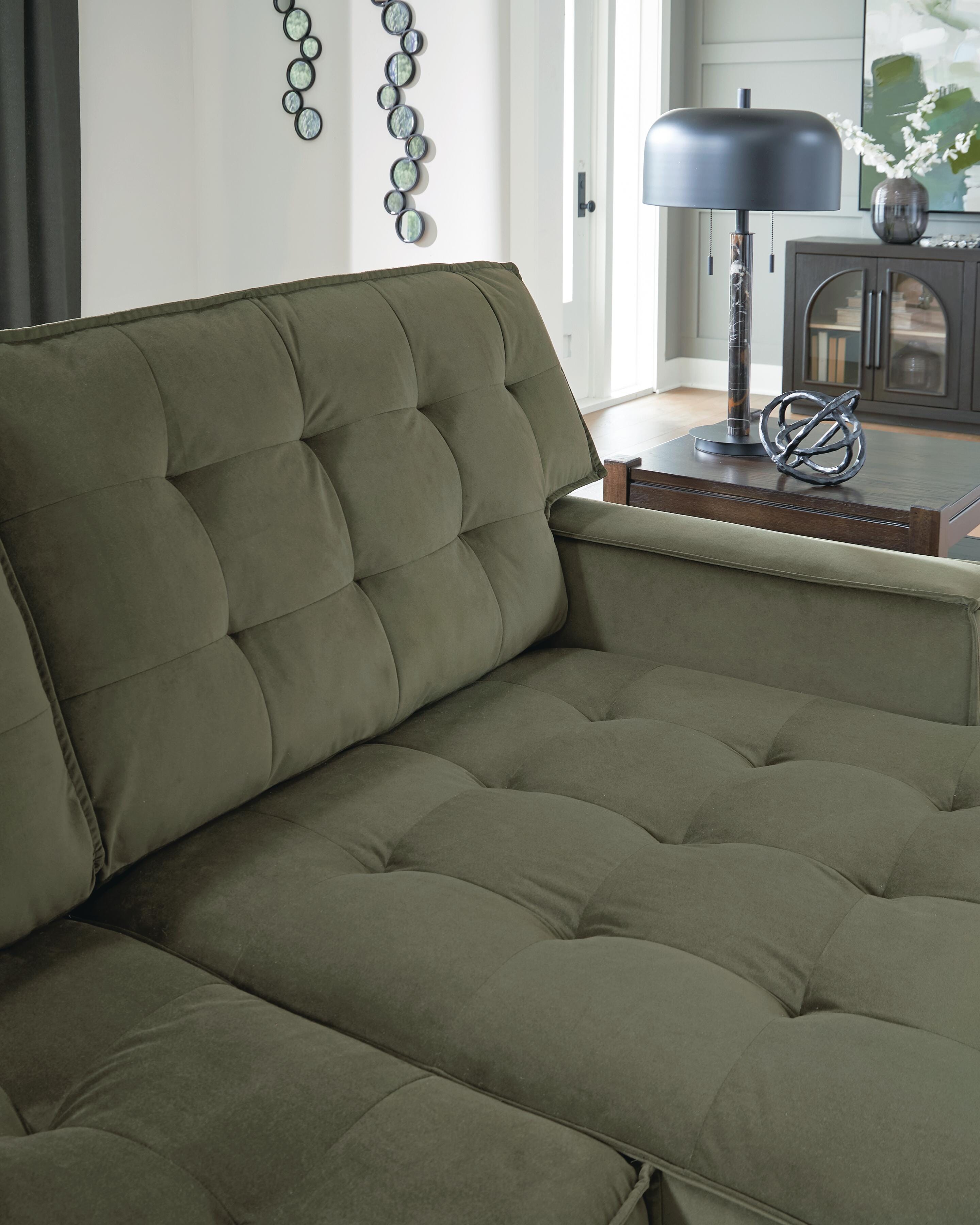 Caspian-Town 2-Piece LAF Chaise Sectional in Olive Velvet