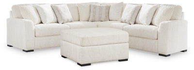 Chessington 3-Piece Sectional and Ottoman in Ivory