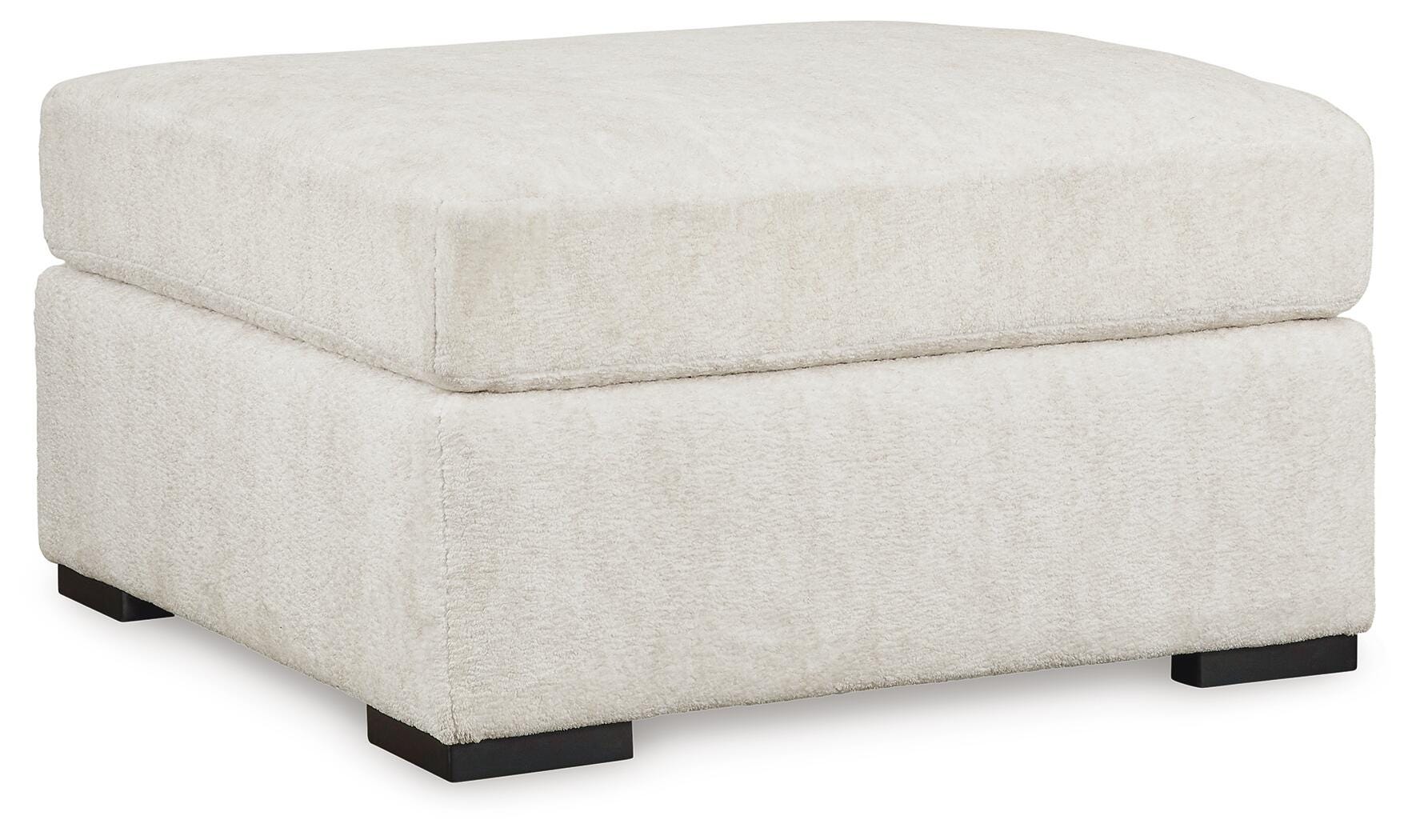 Chessington Oversized Accent Ottoman in Ivory Chenille