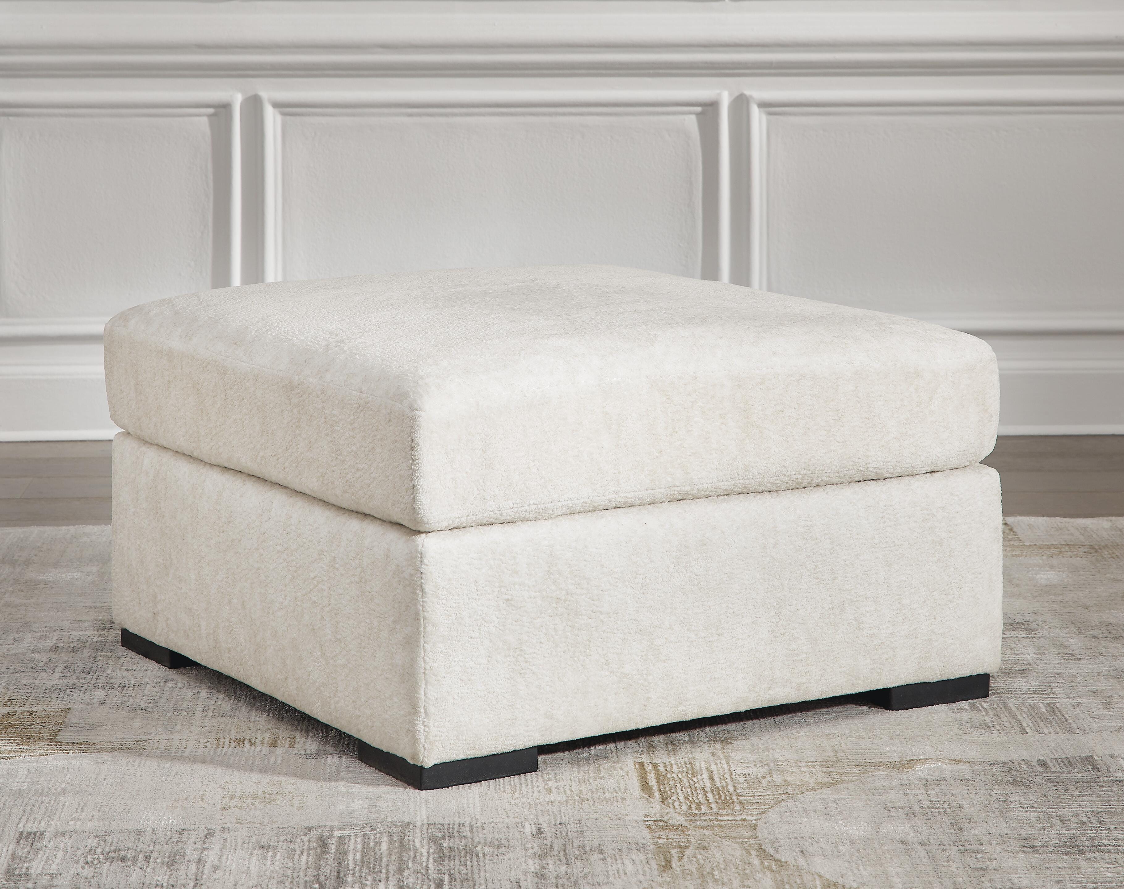 Chessington Oversized Accent Ottoman in Ivory Chenille