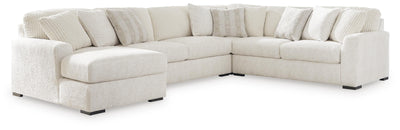 Chessington 4-Piece LAF Chaise Sectional in Ivory Chenille
