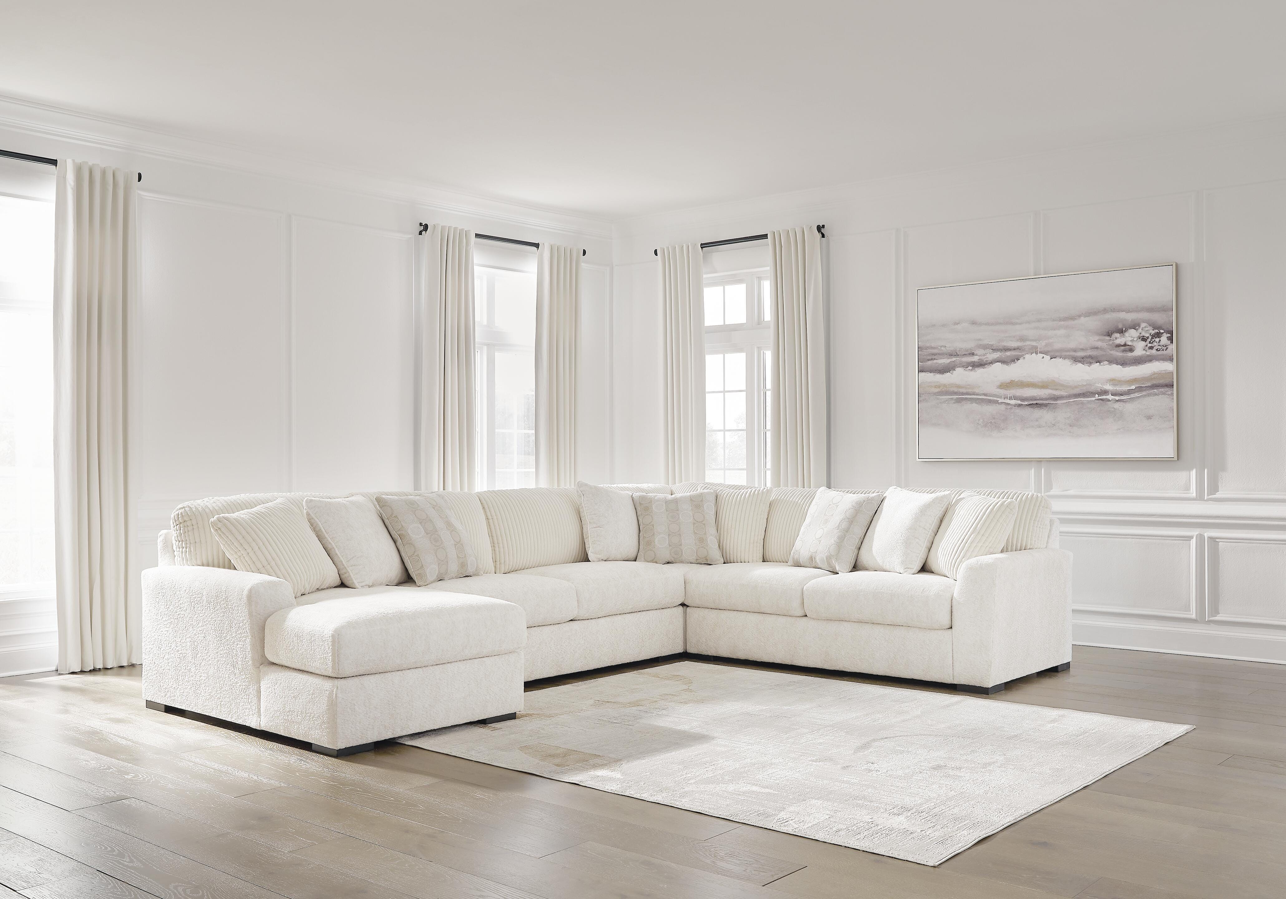 Chessington 4-Piece LAF Chaise Sectional in Ivory Chenille
