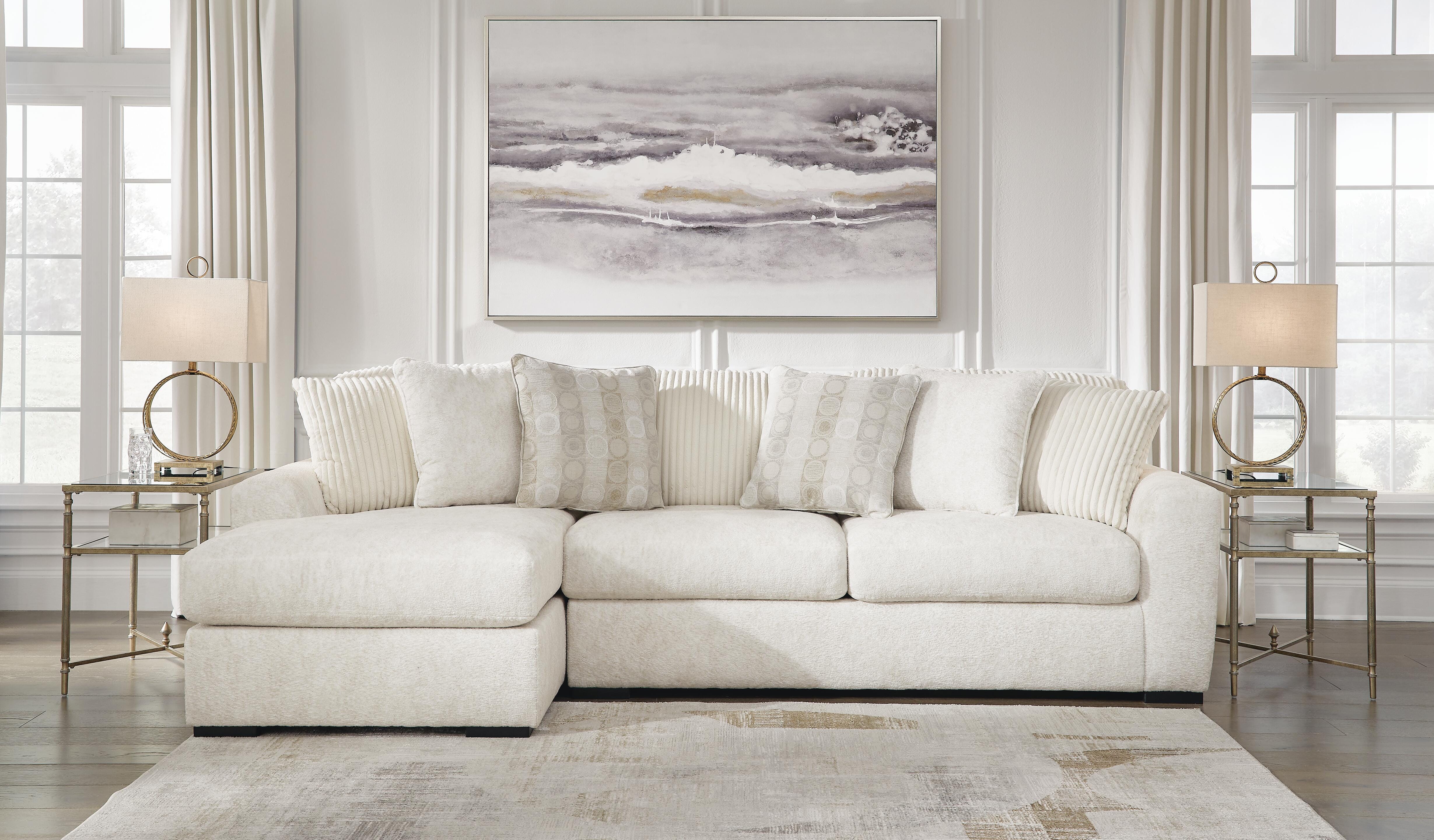 Chessington 2-Piece LAF Chaise Sectional in Ivory Chenille