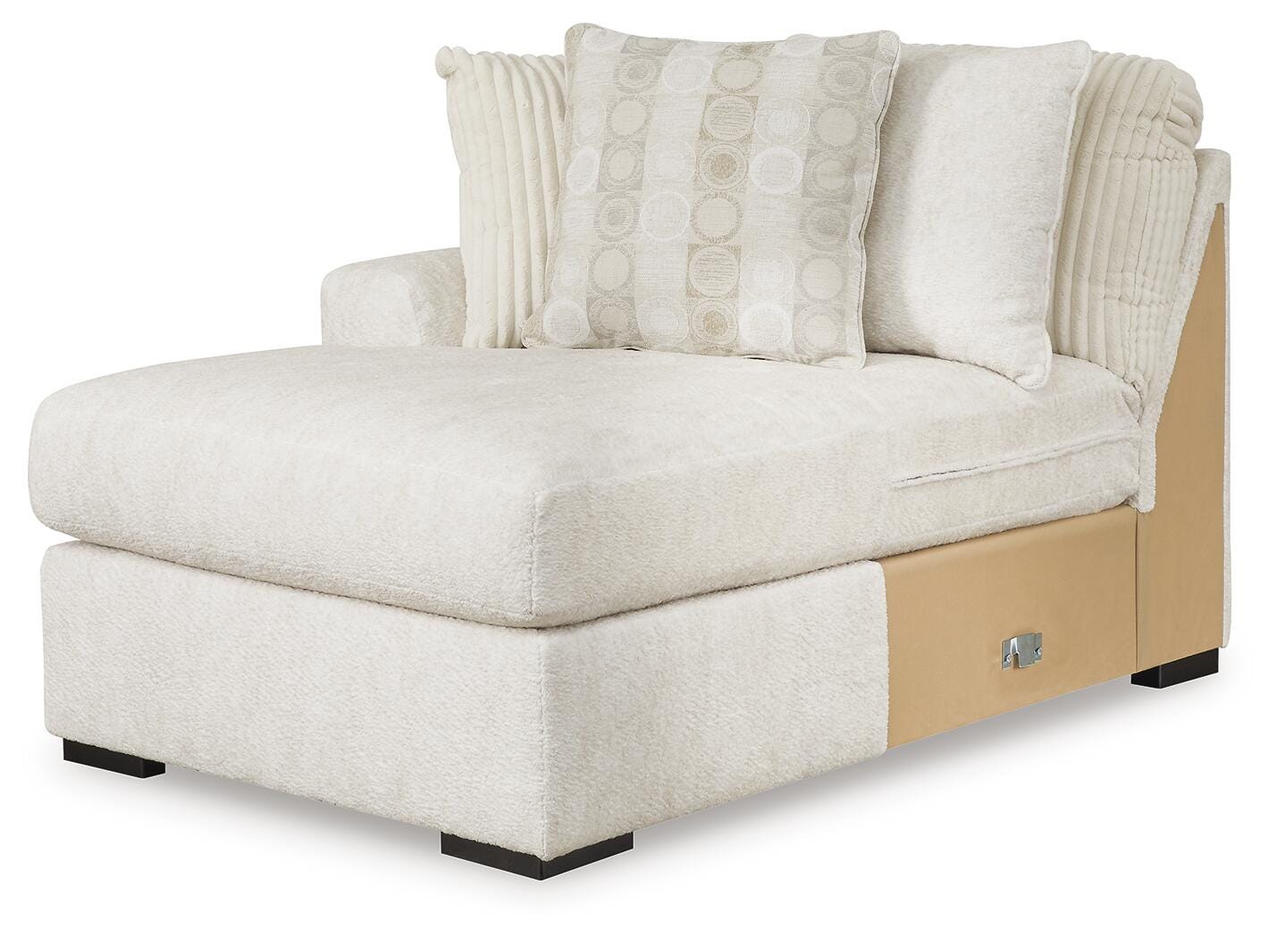 Chessington 3-Piece Sectional with Double Chaise in Ivory Chenille