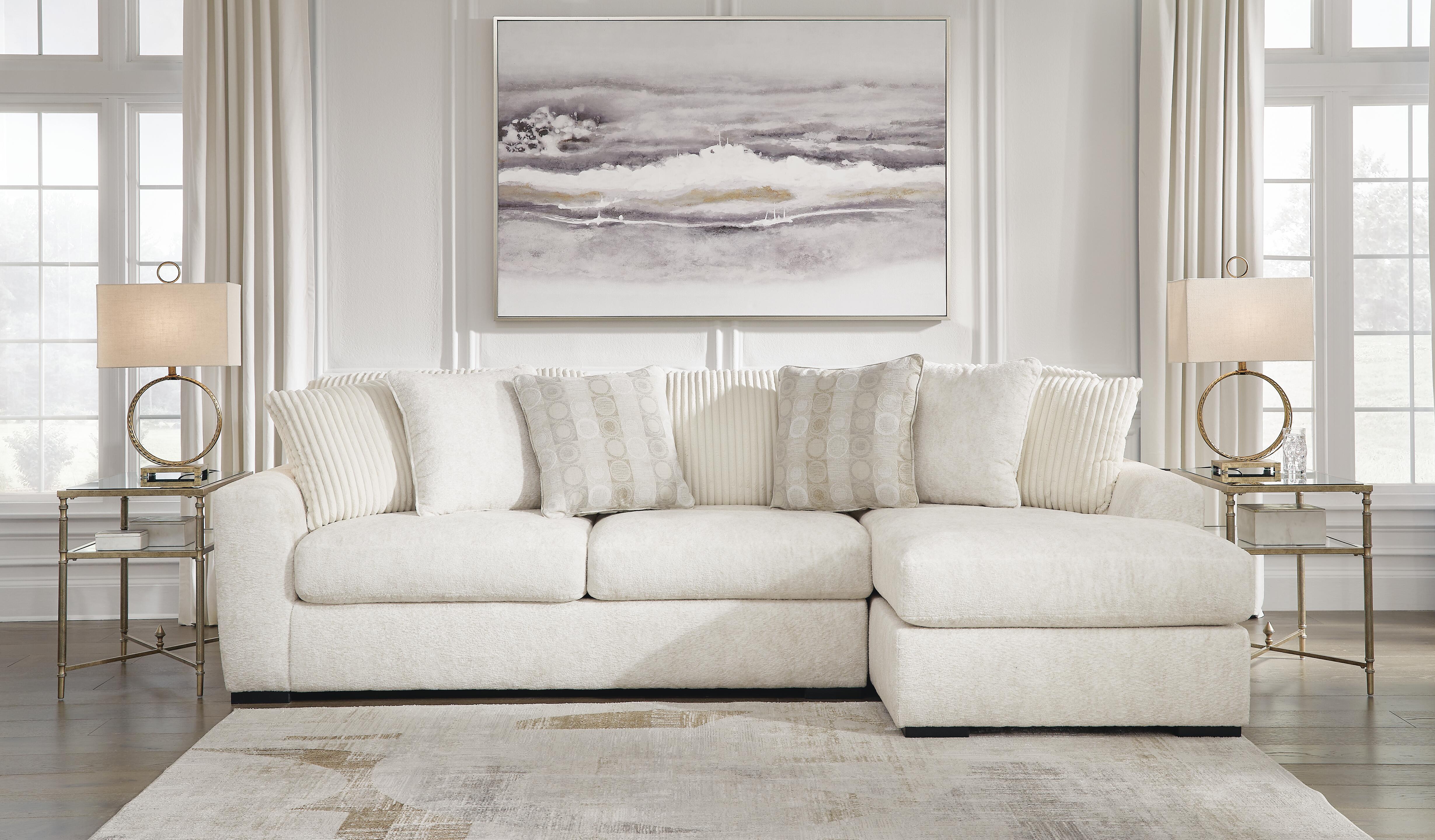 Chessington 2-Piece RAF Chaise Sectional in Ivory Chenille