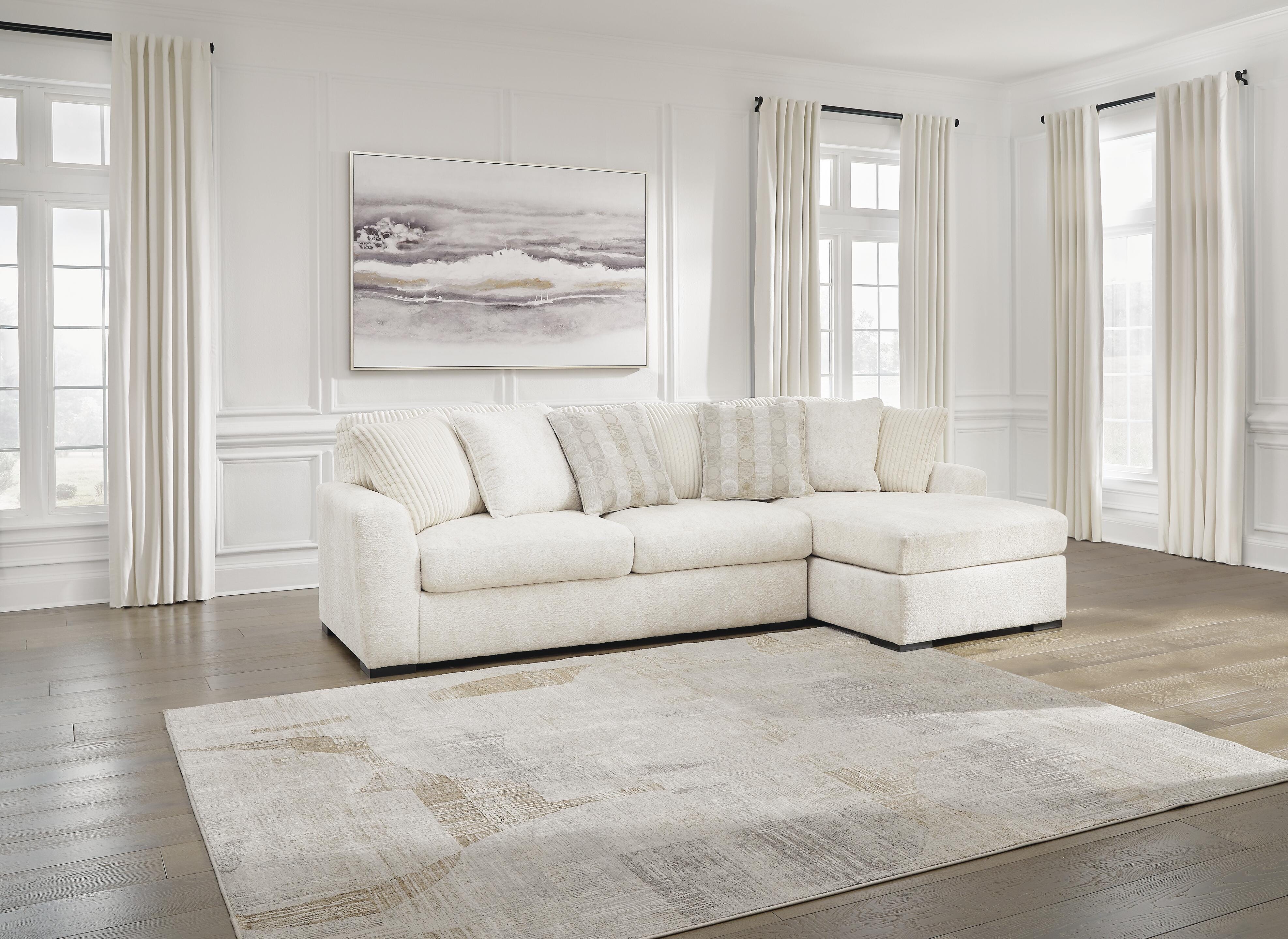 Chessington 2-Piece RAF Chaise Sectional in Ivory Chenille