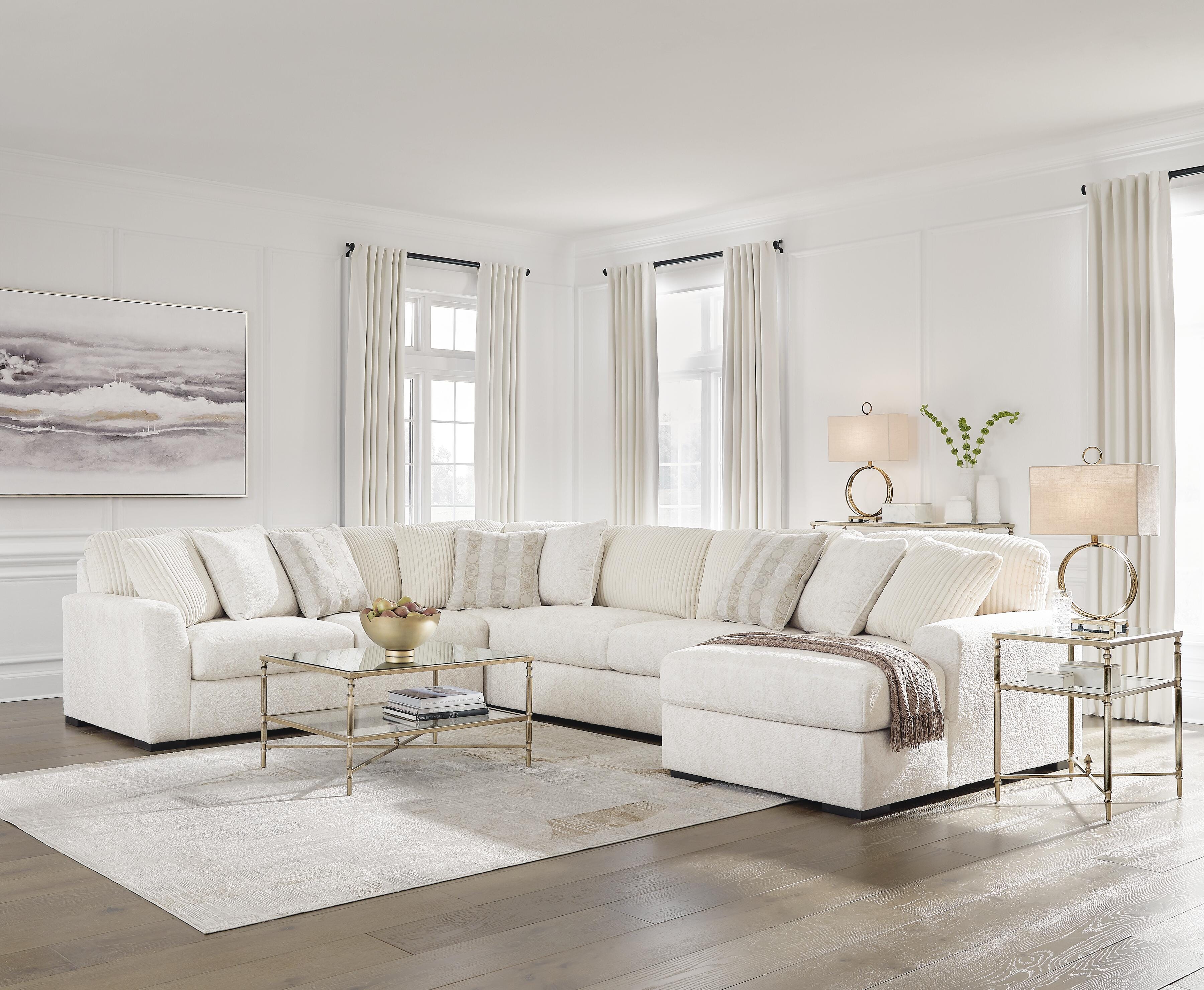 Chessington 4-Piece RAF Chaise Sectional in Ivory Chenille