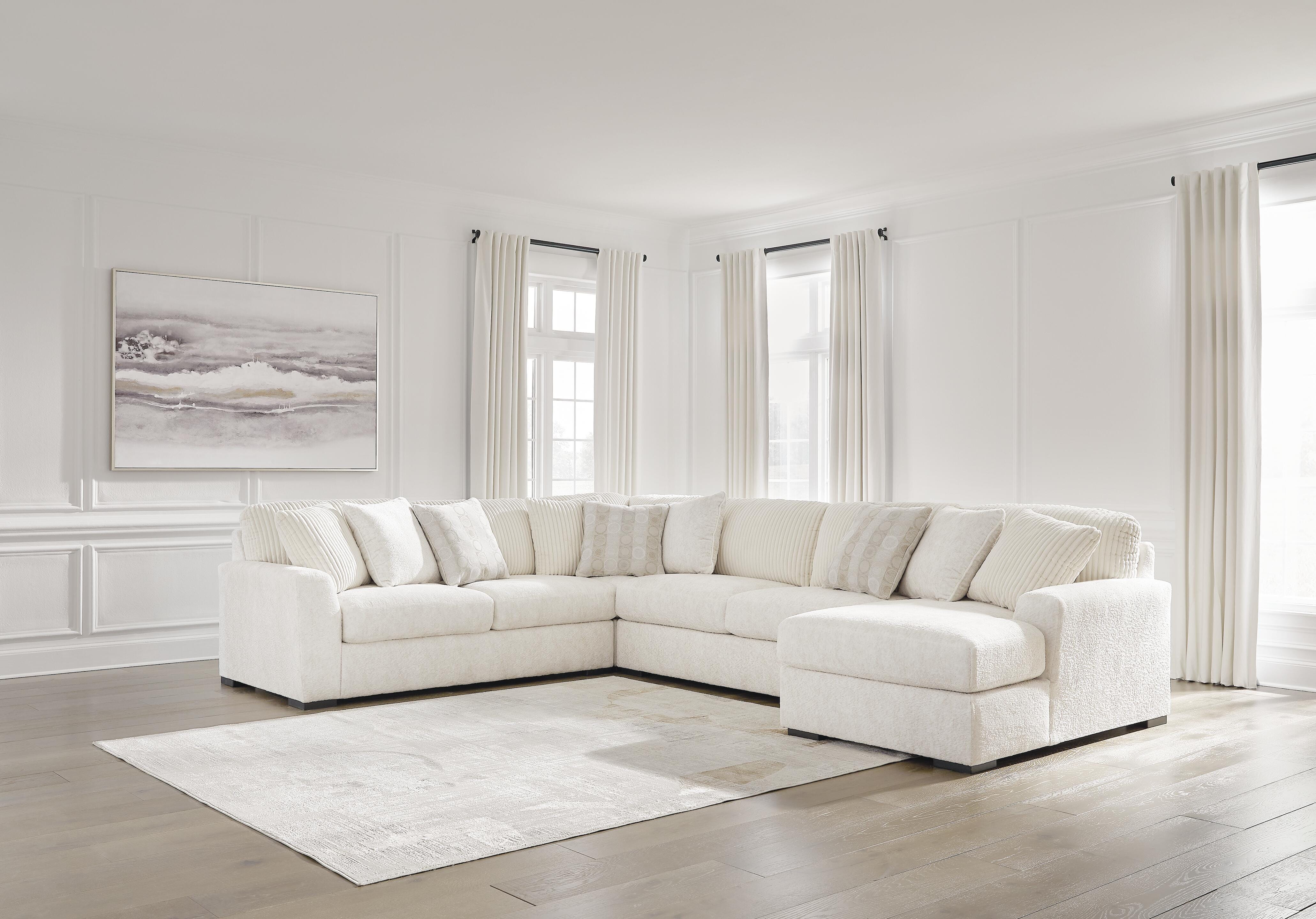 Chessington 4-Piece RAF Chaise Sectional in Ivory Chenille