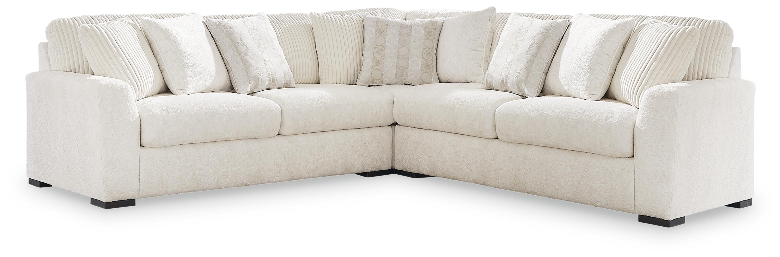 Chessington 3-Piece Sectional in Ivory Chenille