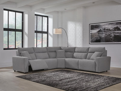 Modmax II 5-Piece Power Reclining Sectional in Salt and Pepper Next-Gen Nuvella