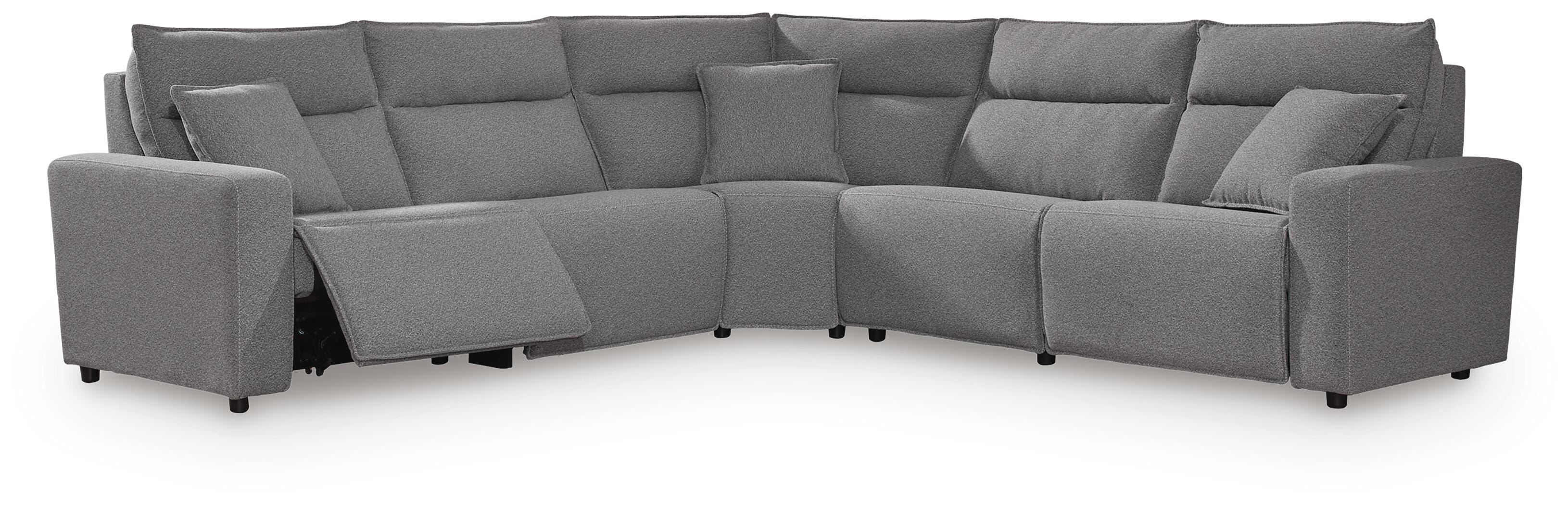 Modmax II 5-Piece Power Reclining Sectional in Salt and Pepper Next-Gen Nuvella