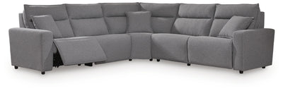 Modmax II 5-Piece Power Reclining Sectional in Salt and Pepper Next-Gen Nuvella