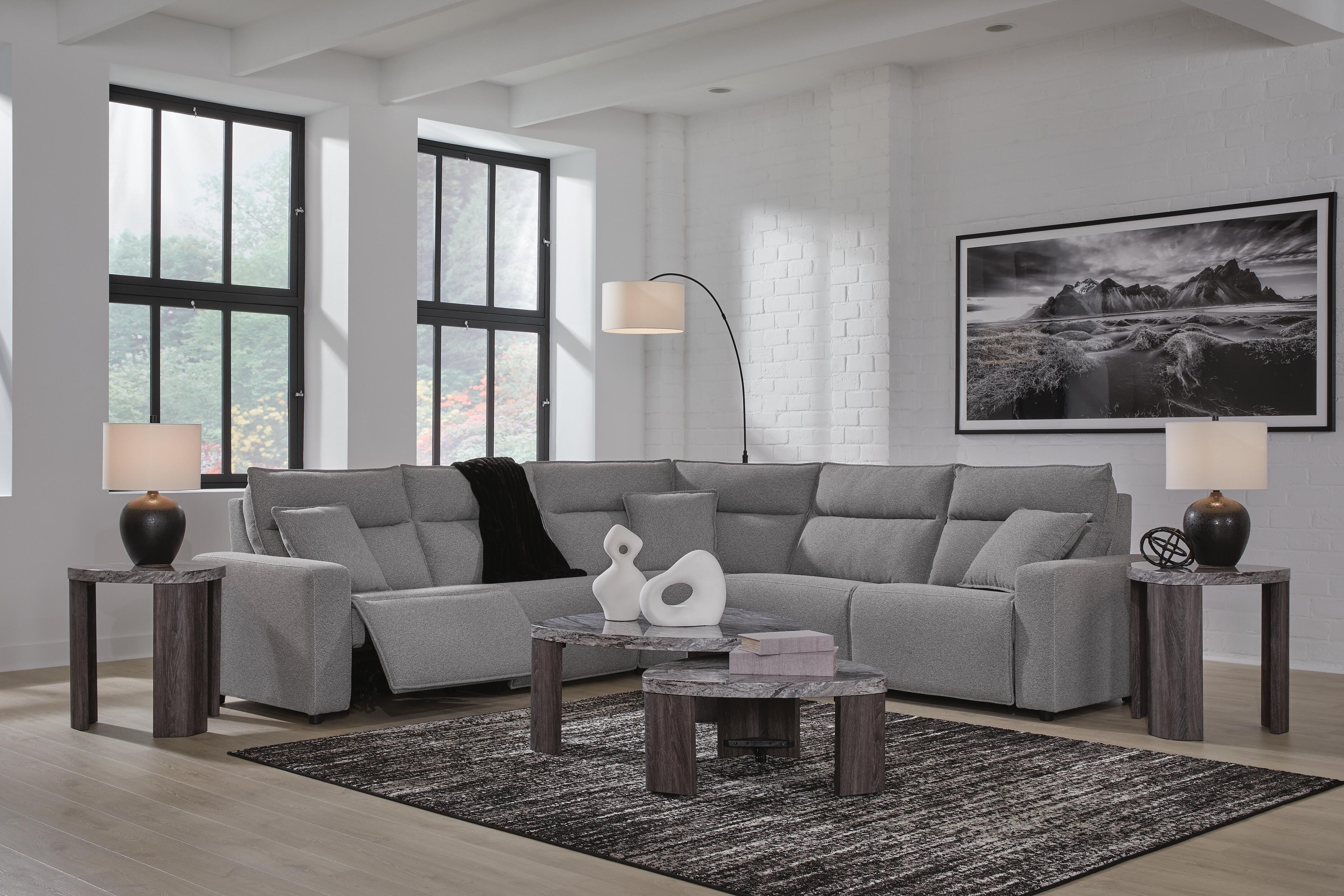 Modmax II 5-Piece Power Reclining Sectional in Salt and Pepper Next-Gen Nuvella