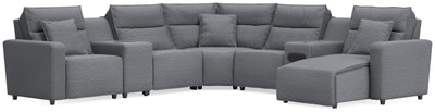 Modmax II 7-Piece RAF Chaise Power Reclining Sectional and Audio System in Salt and Pepper