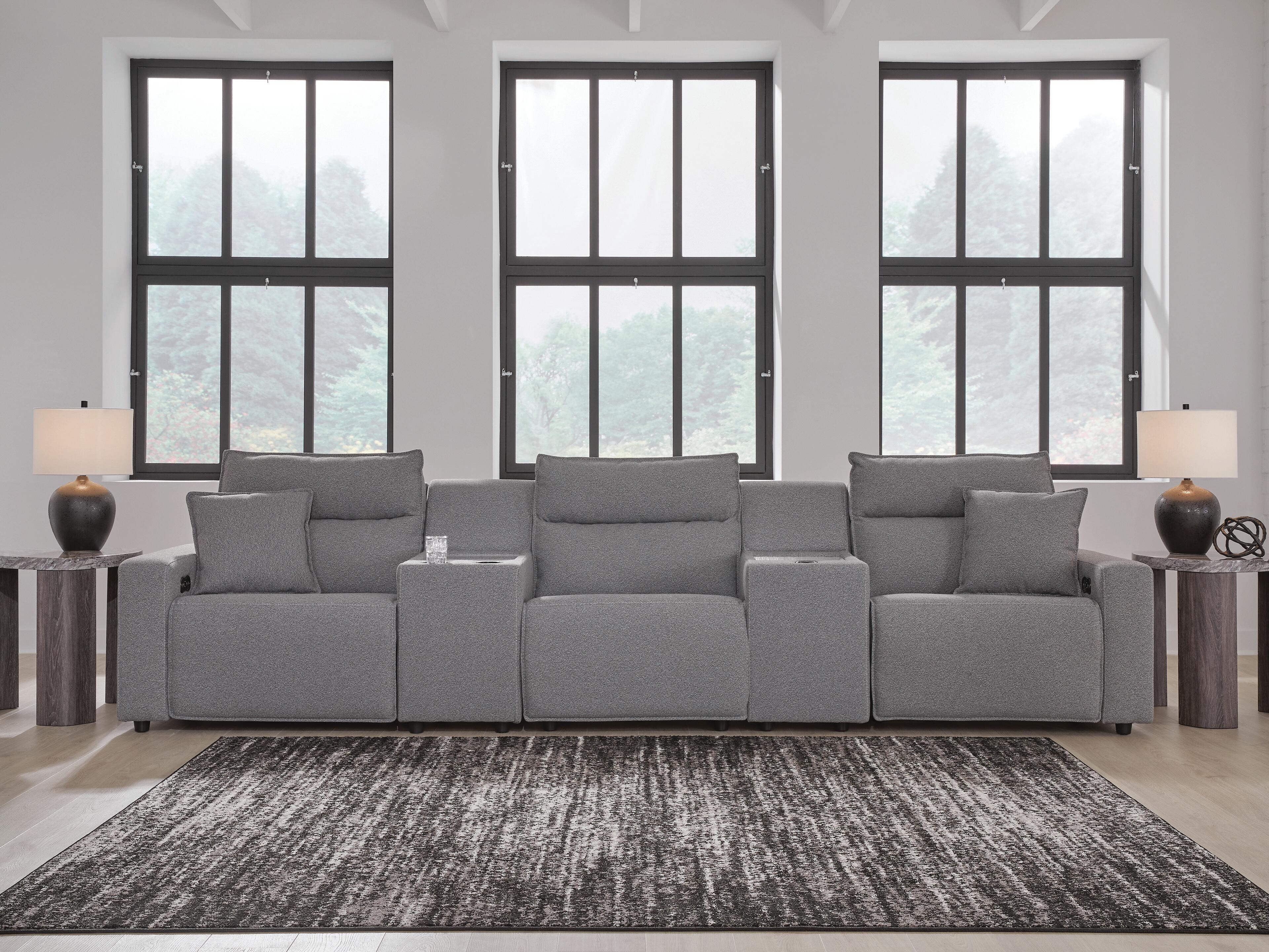 Modmax II 5-Piece Power Reclining Sectional with Consoles in Salt and Pepper Next-Gen Nuvella