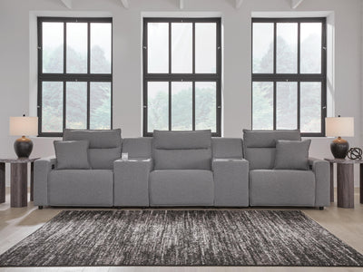 Modmax II 5-Piece Power Reclining Sectional with Consoles in Salt and Pepper Next-Gen Nuvella