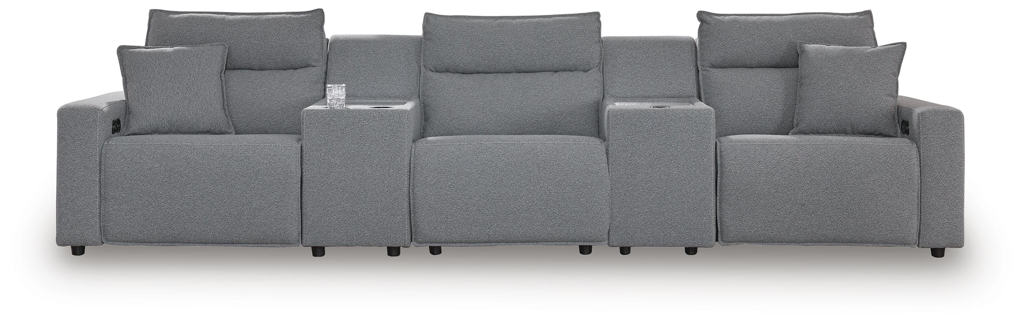 Modmax II 5-Piece Power Reclining Sectional with Consoles in Salt and Pepper Next-Gen Nuvella