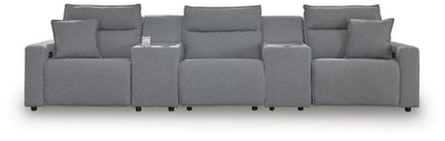 Modmax II 5-Piece Power Reclining Sectional with Consoles in Salt and Pepper Next-Gen Nuvella