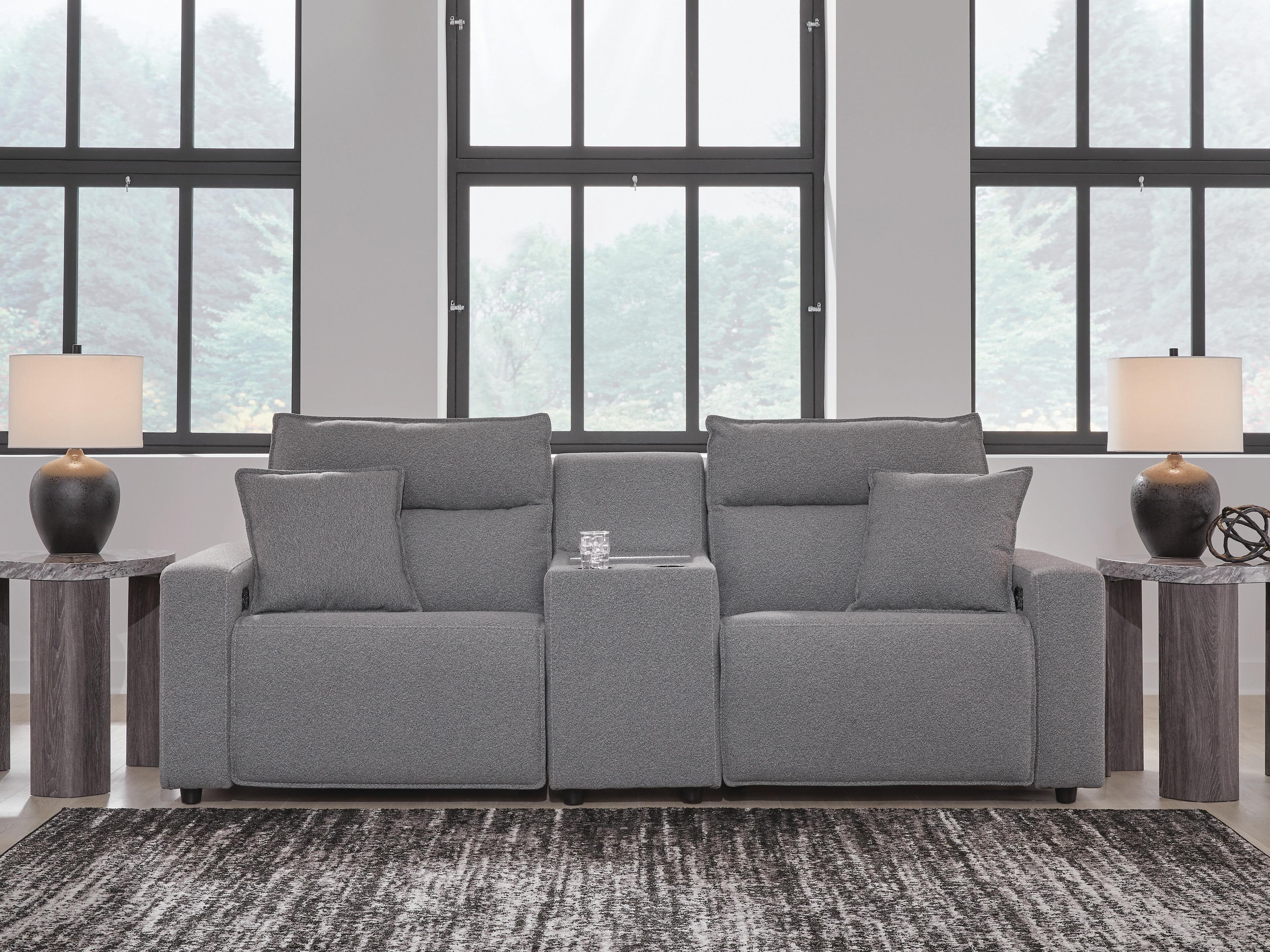 Modmax II 3-Piece Power Reclining Sectional with Console in Salt and Pepper Next-Gen Nuvella