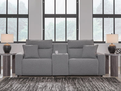 Modmax II 3-Piece Power Reclining Sectional with Console in Salt and Pepper Next-Gen Nuvella