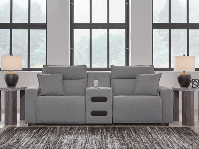 Modmax II 3-Piece Power Reclining Sectional with Audio Console in Salt and Pepper Next-Gen Nuvella