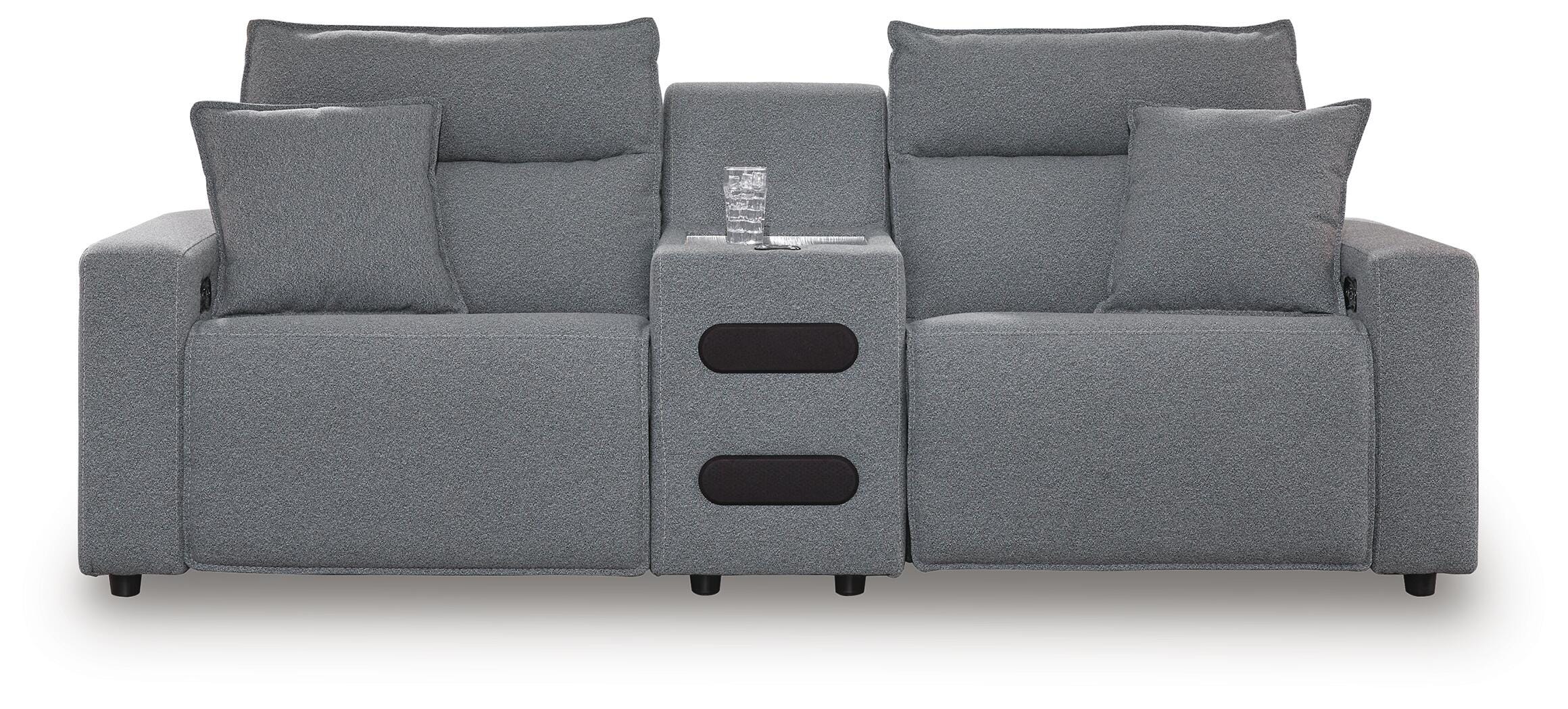 Modmax II 3-Piece Power Reclining Sectional with Audio Console in Salt and Pepper Next-Gen Nuvella