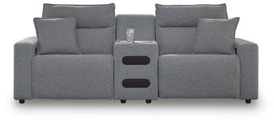 Modmax II 3-Piece Power Reclining Sectional with Audio Console in Salt and Pepper Next-Gen Nuvella