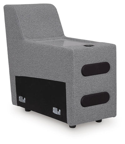 Modmax II 7-Piece RAF Chaise Power Reclining Sectional and Audio Consoles in Salt and Pepper Next-Gen Nuvella
