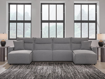 Modmax II 4-Piece Double Chaise Power Reclining Sectional in Salt and Pepper Next-Gen Nuvella