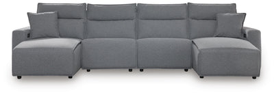 Modmax II 4-Piece Reclining Sectional with Double Chaise in Salt and Pepper Next-Gen Nuvella