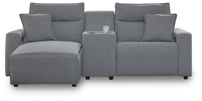 Modmax II 3-Piece LAF Chaise Power Reclining Sectional and Console in Salt and Pepper Next-Gen Nuvella