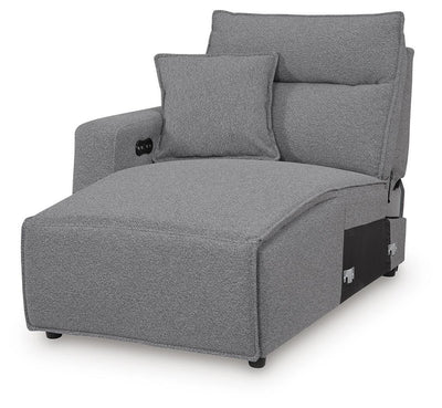 Modmax II 6-Piece LAF Chaise Reclining Sectional and Audio Console in Salt and Pepper Next-Gen Nuvella