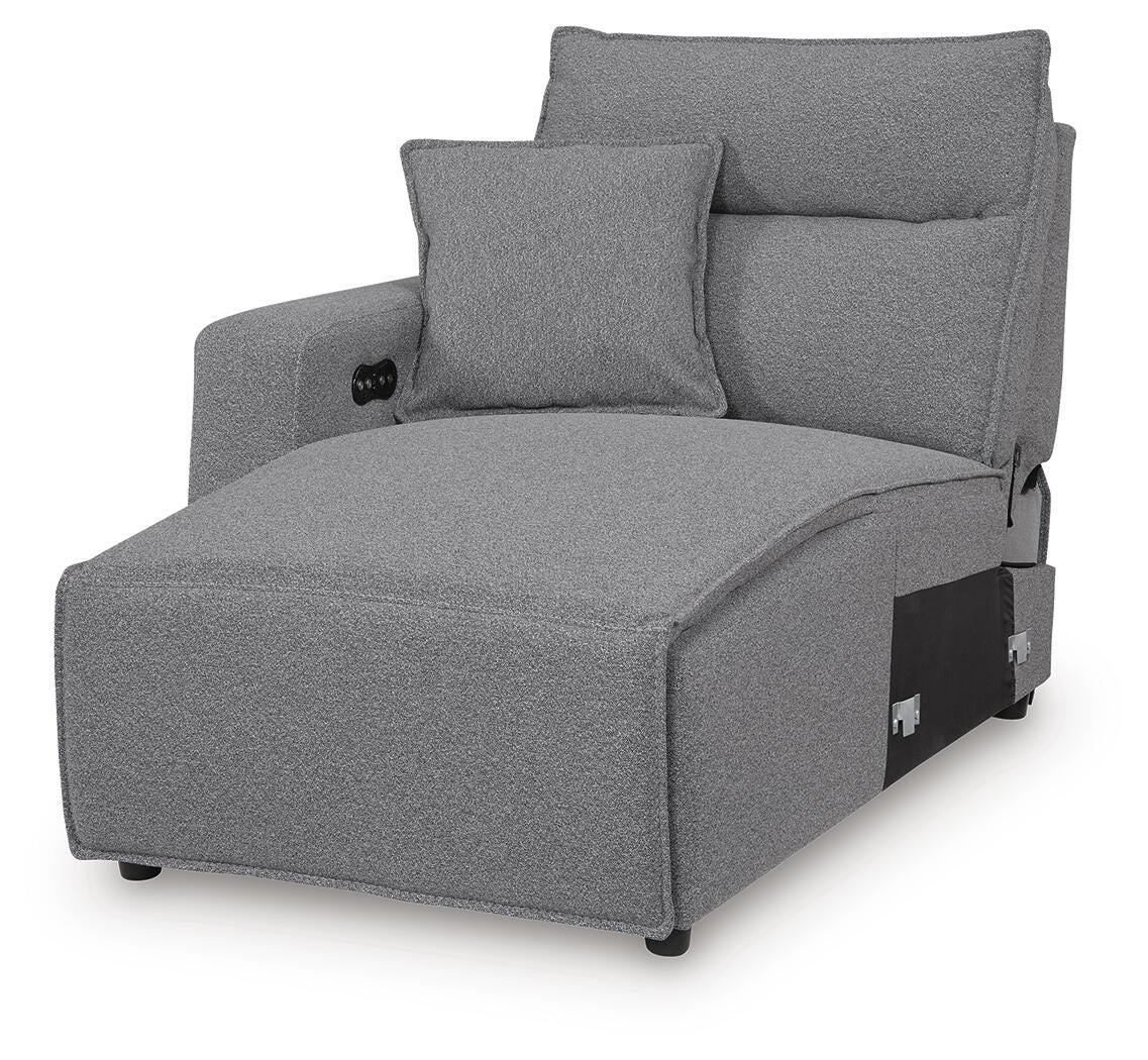 Modmax II 7-Piece LAF Chaise Power Reclining Sectional and Audio Console in Salt and Pepper