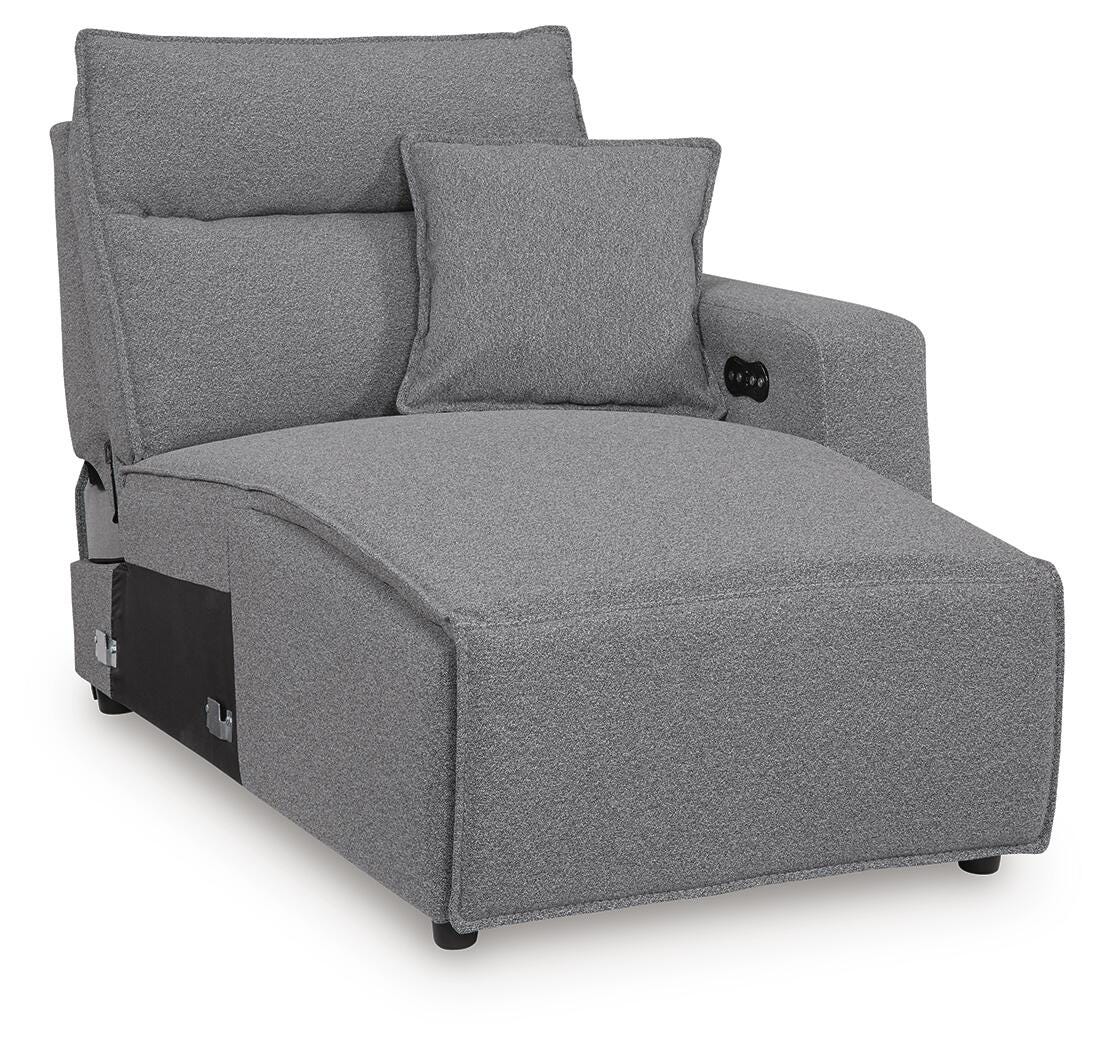 Modmax II 5-Piece Double Chaise Power Reclining Sectional and Consoles in Salt and Pepper Next-Gen Nuvella